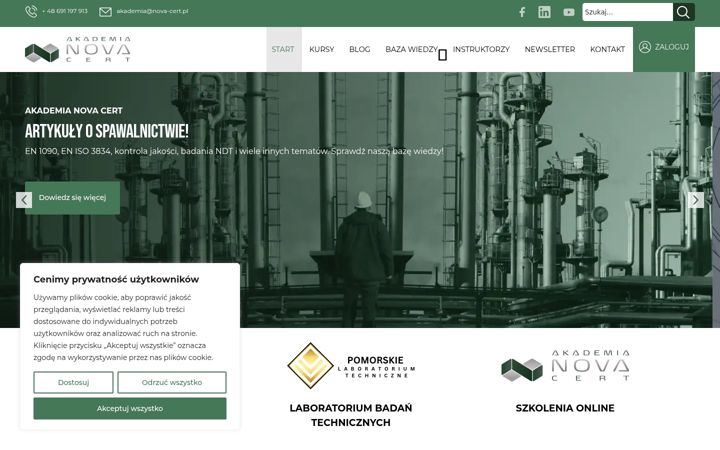 Screenshot of akademianovacert.pl