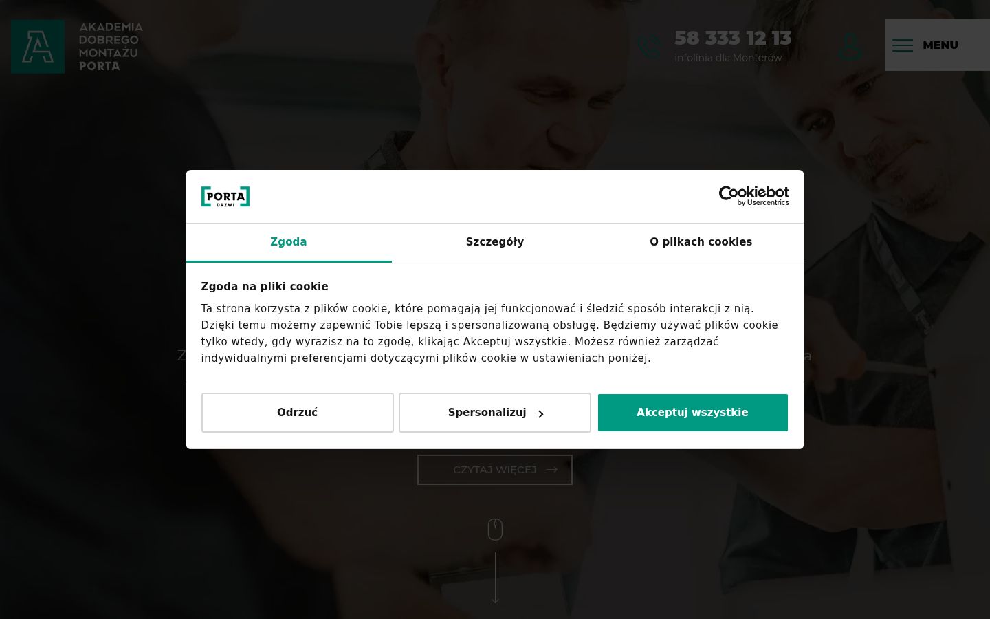 Zrzut ekranu banera zgody wyświetlanego przed jakąkolwiek interakcją