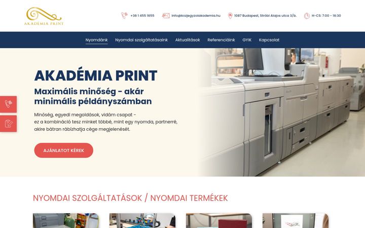 Ekraanipilt saidist akademiaprint.hu