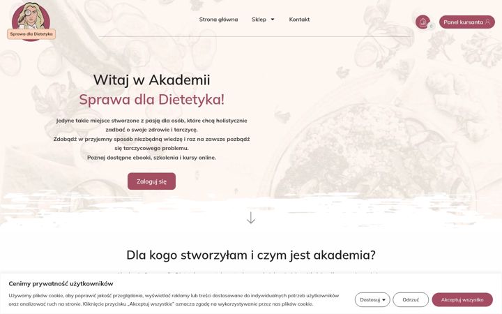 Captură de ecran a akademiasprawadladietetyka.pl