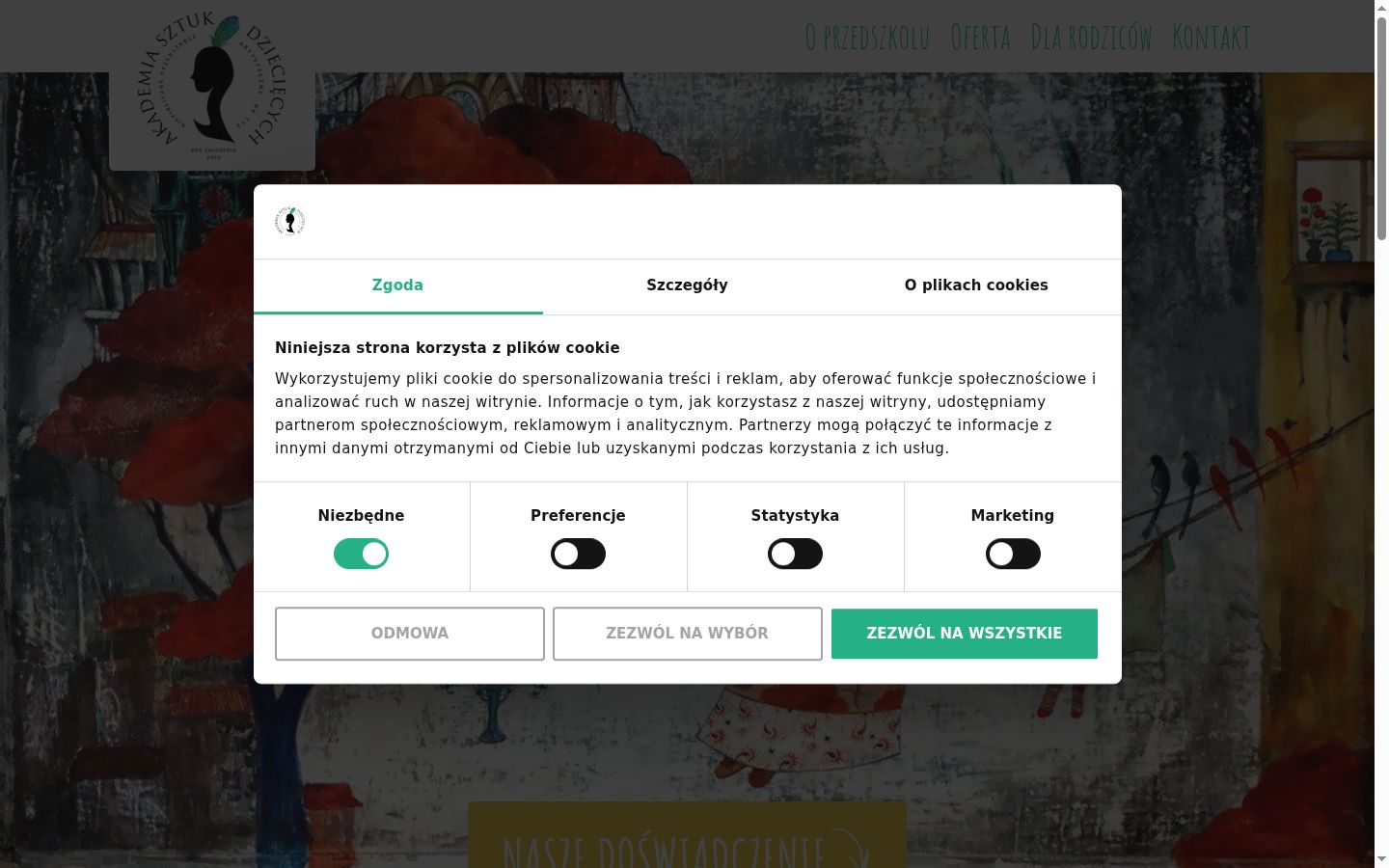 Capture d'écran de la bannière de consentement affichée avant toute interaction