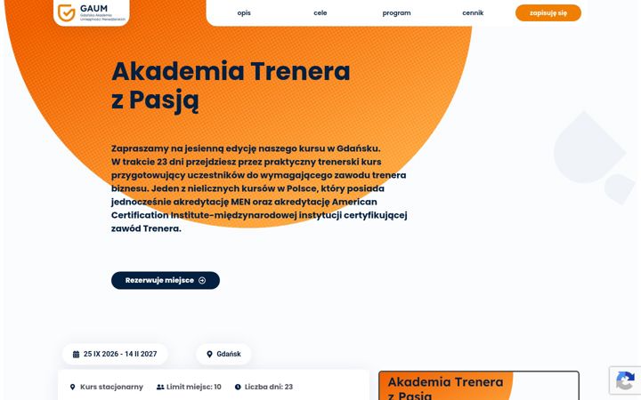 Screenshot of akademiatrenerow.pl