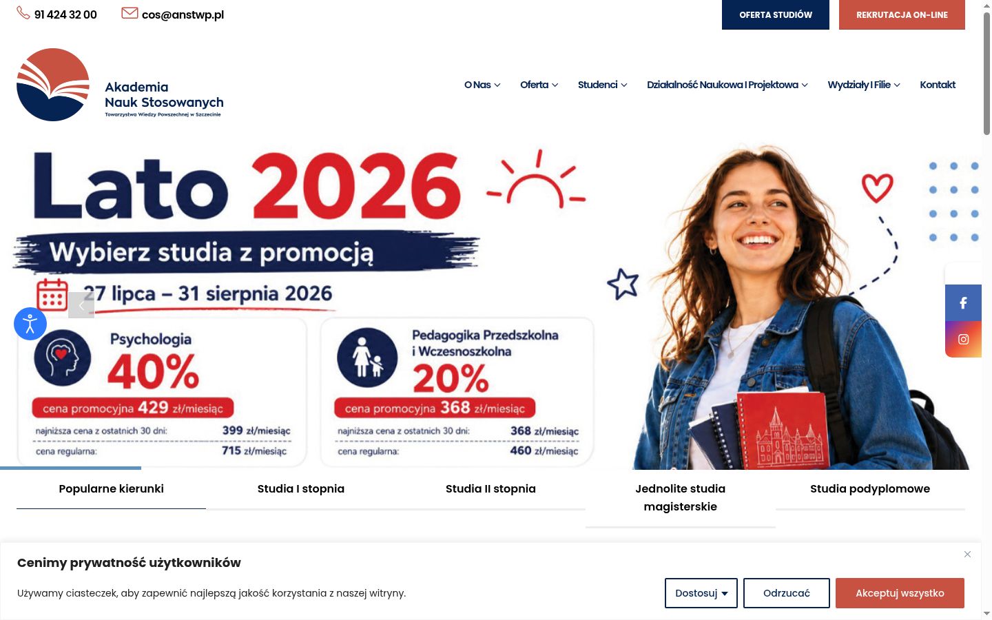 Zrzut ekranu banera zgody wyświetlanego przed jakąkolwiek interakcją