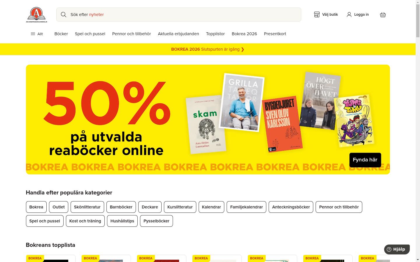 Screenshot of akademibokhandeln.se