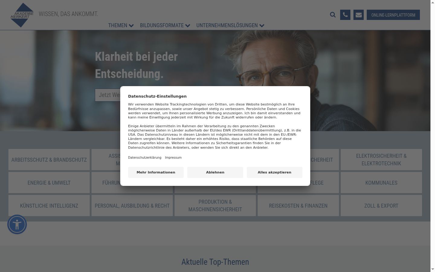 Screenshot του banner συγκατάθεσης που εμφανίστηκε πριν από οποιαδήποτε αλληλεπίδραση