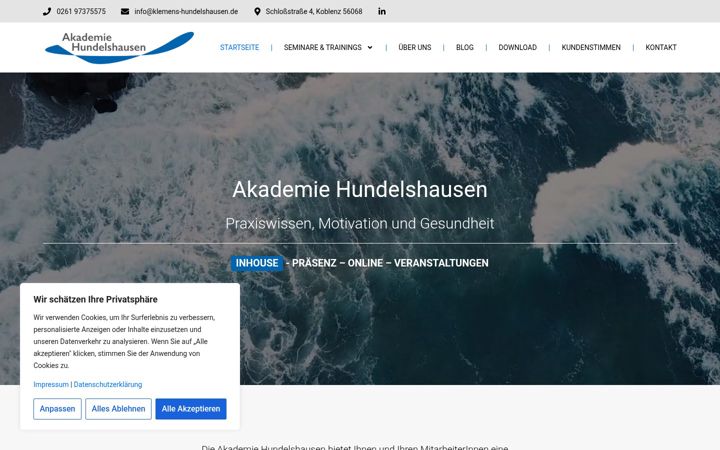 Captura de pantalla de akademie-hundelshausen.de
