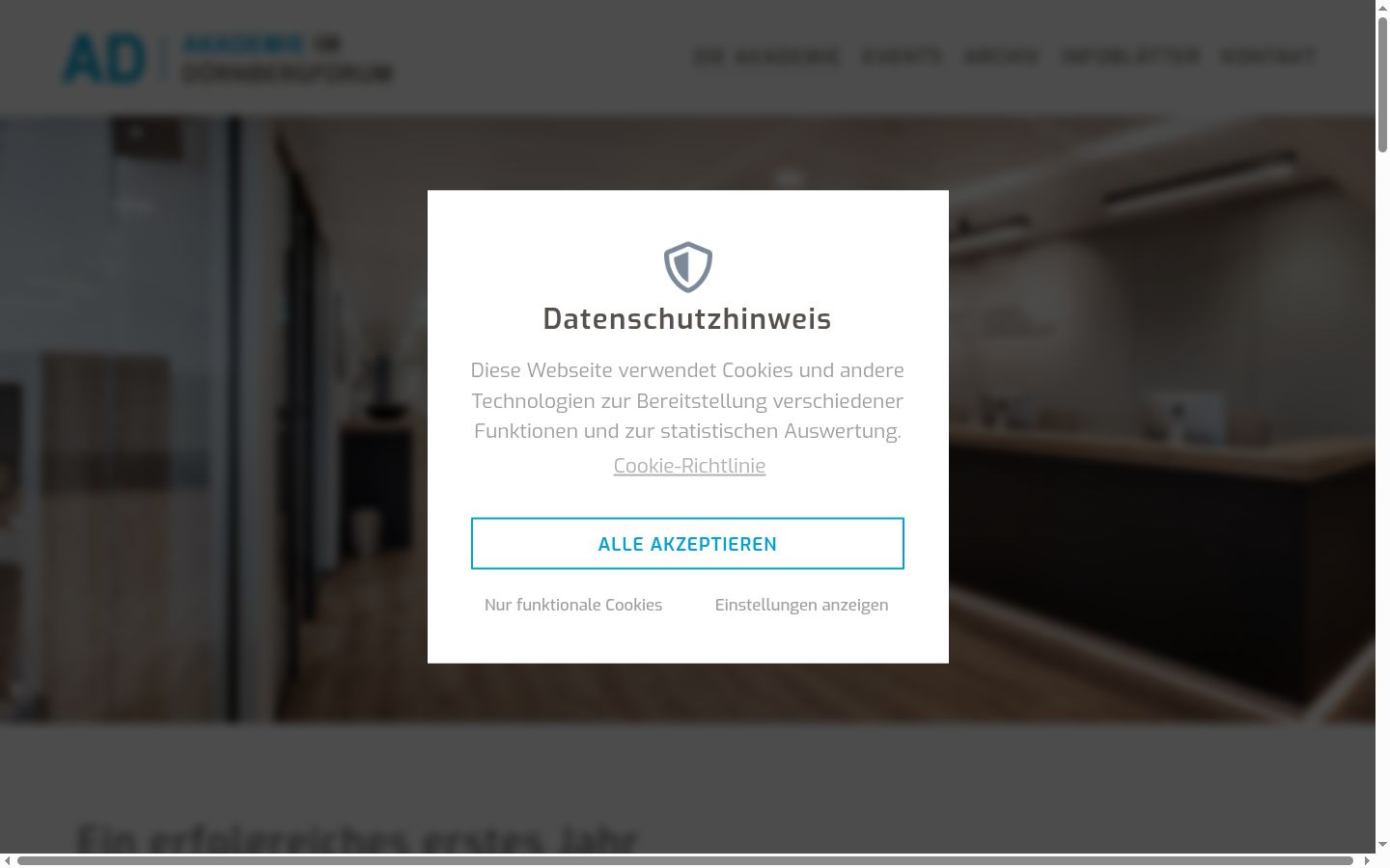 Capture d'écran de la bannière de consentement affichée avant toute interaction