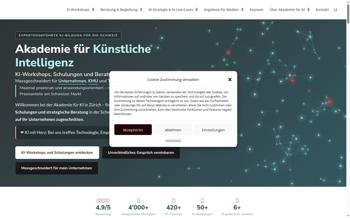 Screenshot del banner di consenso mostrato prima di qualsiasi interazione
