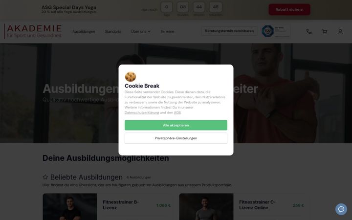 Screenshot stránky akademie-sport-gesundheit.de