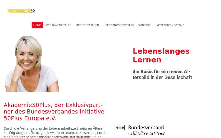 Screenshot van akademie50plus.de