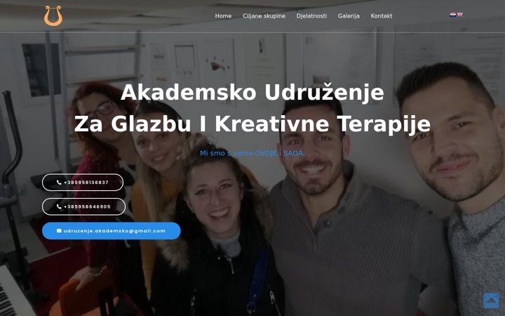 Captura de pantalla de akademsko-udruzenje-za-glazbu-i-kreativne-terapije.hr