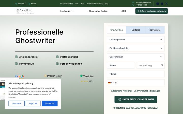 Skærmbillede af akadlab.de