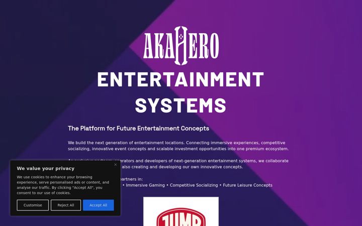 Screenshot stránky akahero.com