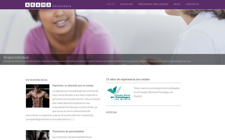 Screenshot of akanapsicologia.com