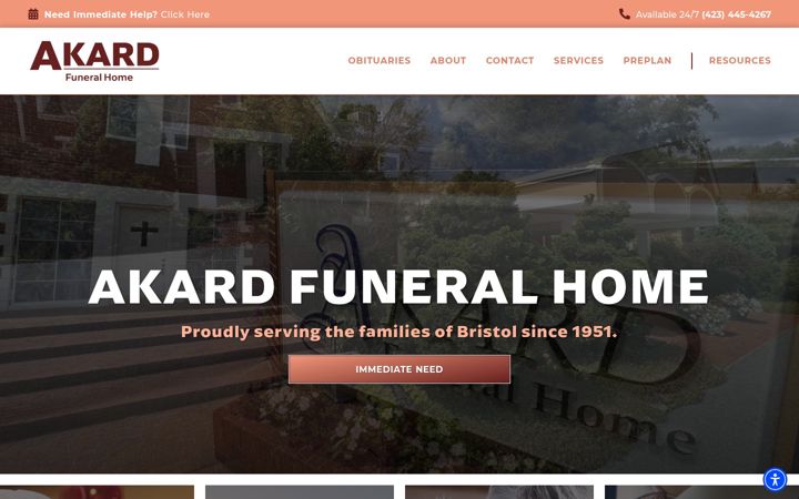 Screenshot of akardfuneralhome.com