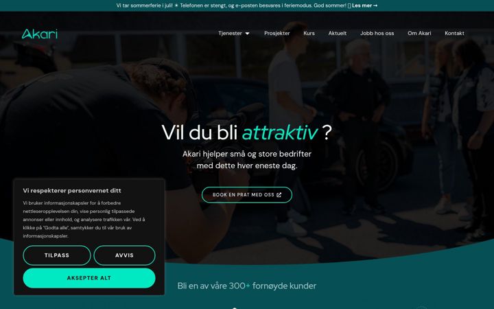 Screenshot stránky akari.no