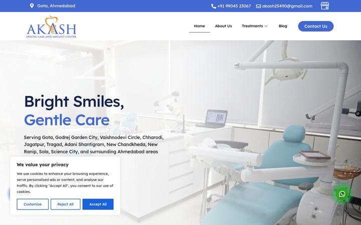 Ekrano kopija akashdentalcare.com
