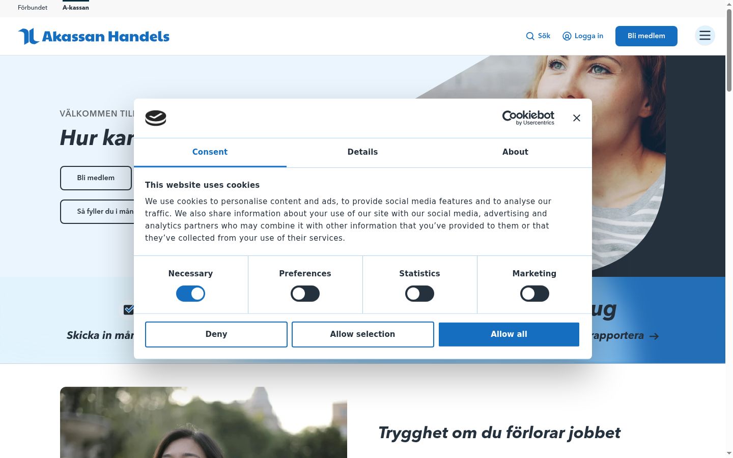 Sutikimo reklamjuostės, rodytos prieš bet kokią sąveiką, ekrano kopija