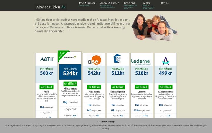 Screenshot of akasseguiden.dk