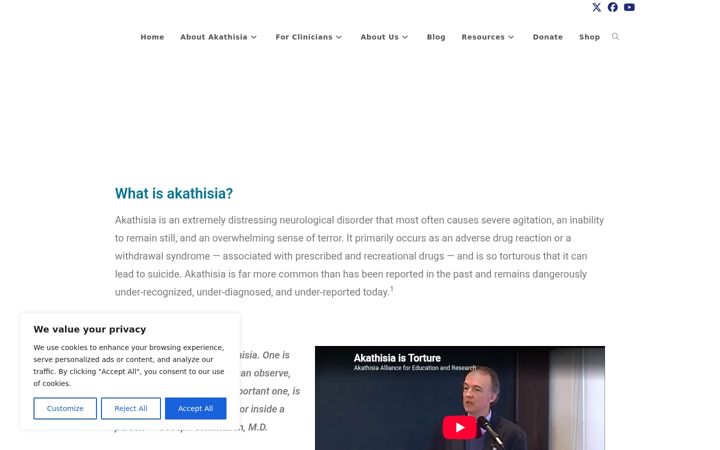 Screenshot of akathisiaalliance.org