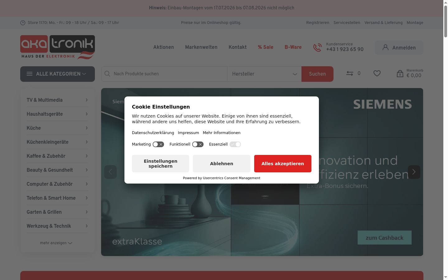 Ekrānuzņēmums ar piekrišanas baneri, kas tika rādīts pirms jebkādas mijiedarbības