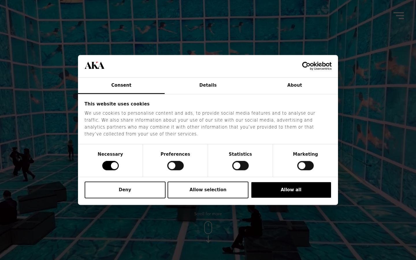 Screenshot of the consent banner shown before any interaction