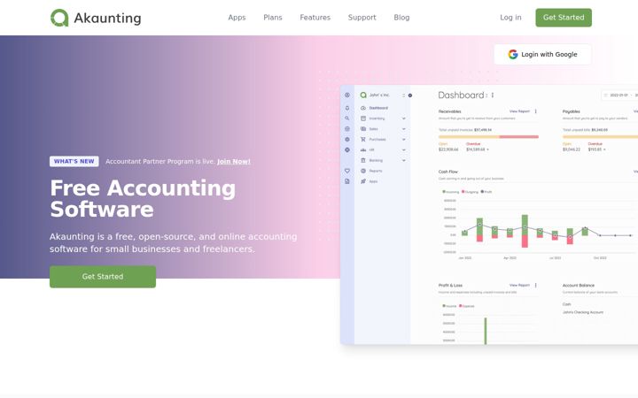 Posnetek zaslona akaunting.com