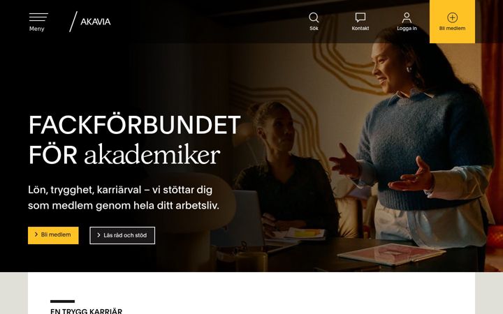 Screenshot van akavia.se