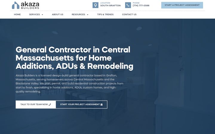 Screenshot of akazabuilders.com
