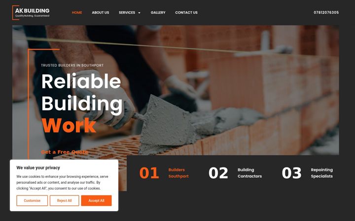 Screenshot of akbuildingsouthport.co.uk