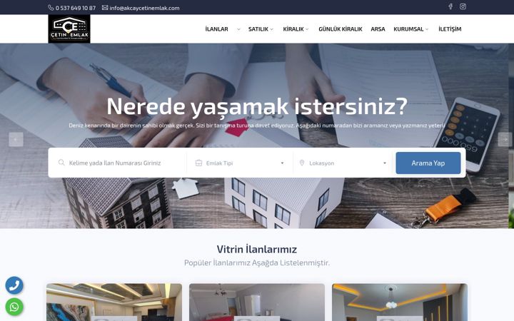 Screenshot of akcaycetinemlak.com