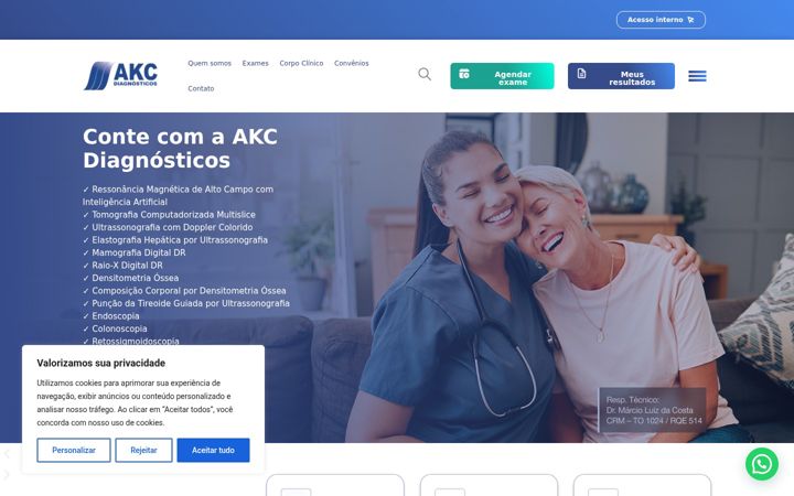 Screenshot of akcdiagnosticos.com.br