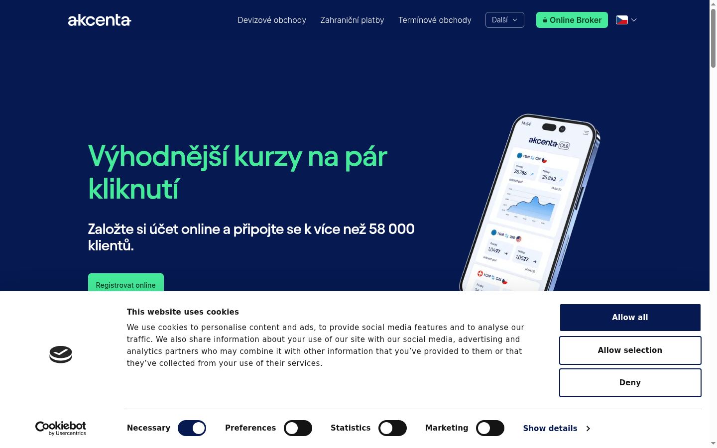 Sutikimo reklamjuostės, rodytos prieš bet kokią sąveiką, ekrano kopija