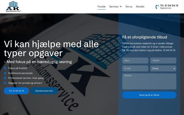 Screenshot of akejendomsservice.dk