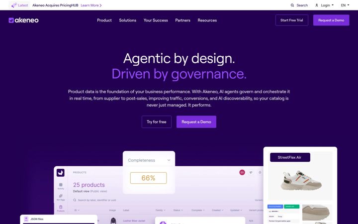 Screenshot stránky akeneo.com