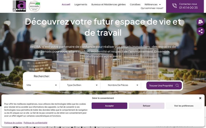 Screenshot von akera.fr