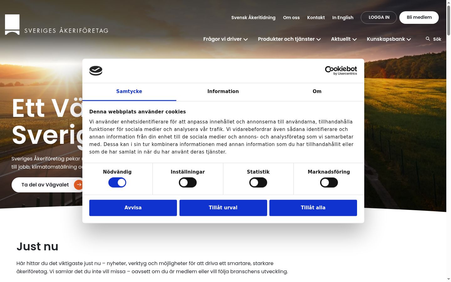Screenshot del banner di consenso mostrato prima di qualsiasi interazione