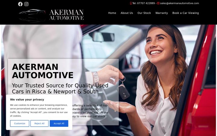 Skærmbillede af akermanautomotive.com