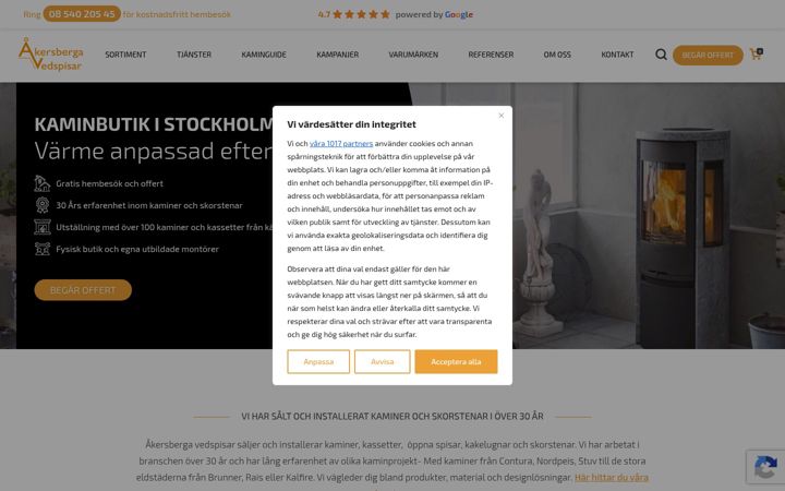 Screenshot of akersbergavedspisar.se