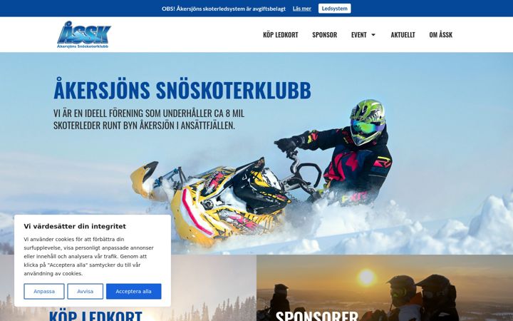 Screenshot of akersjonssnoskoterklubb.se