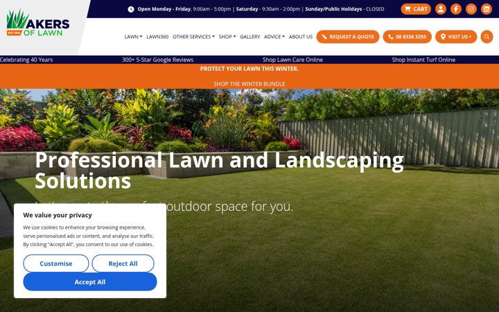 Snimka zaslona za akersoflawn.com.au