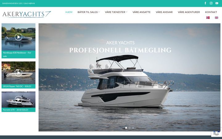 Screenshot of akeryachts.no