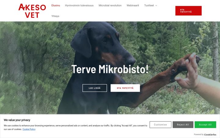 Snímek obrazovky akesovet.fi