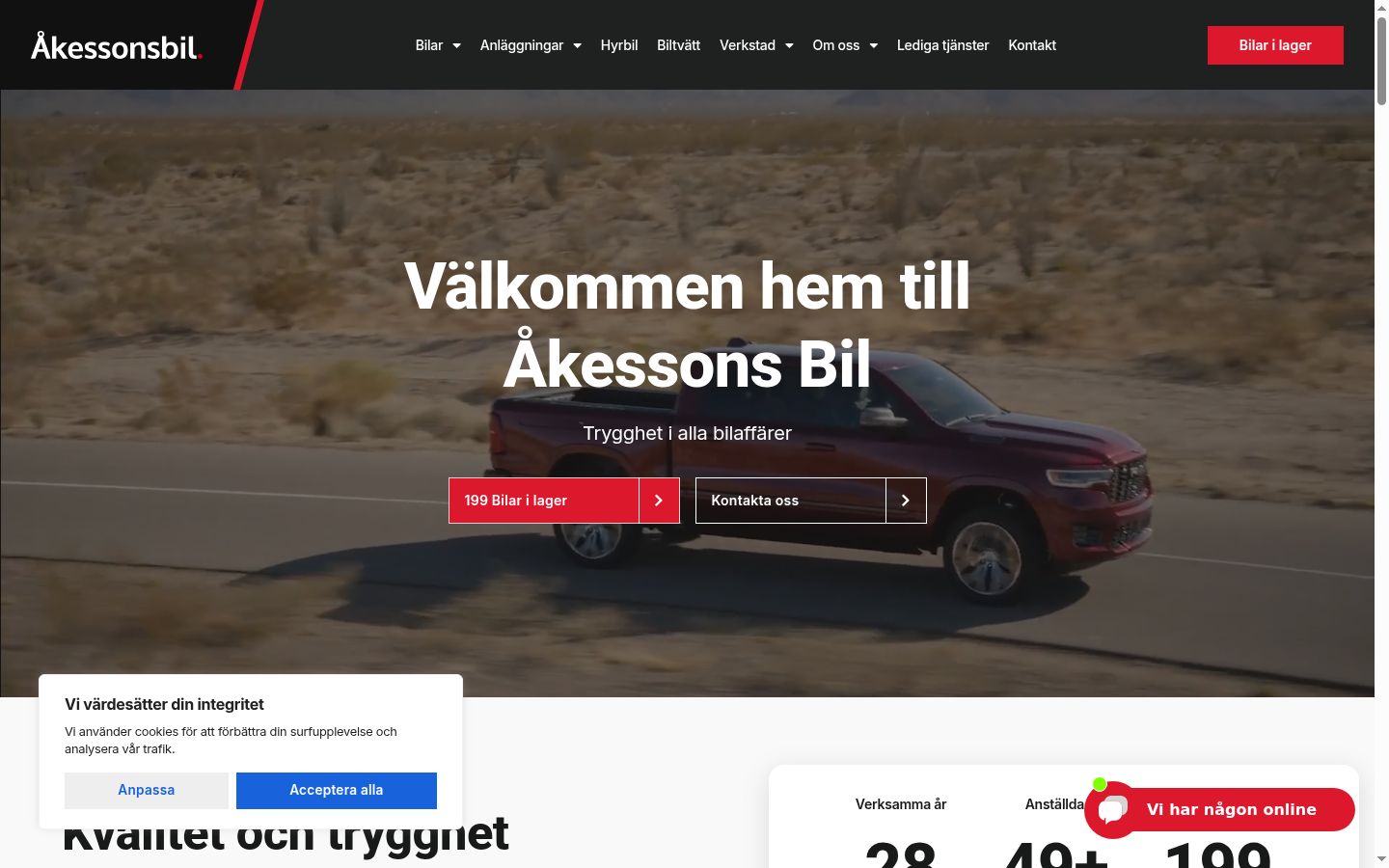 Skærmbillede af samtykkebanneret, som det blev vist før nogen interaktion