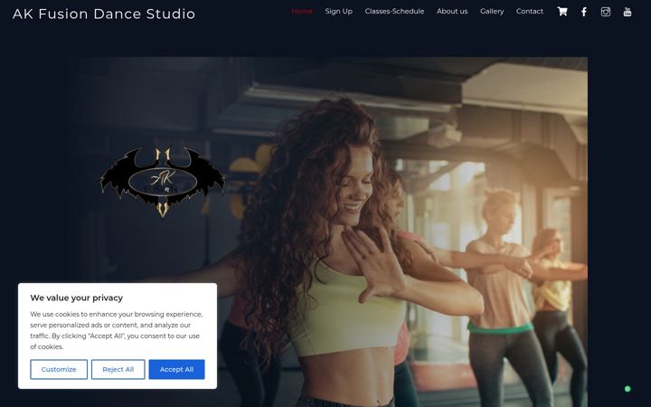 Skærmbillede af akfusiondancestudio.com