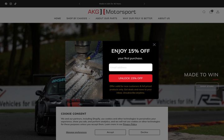 Skærmbillede af akgmotorsport.com