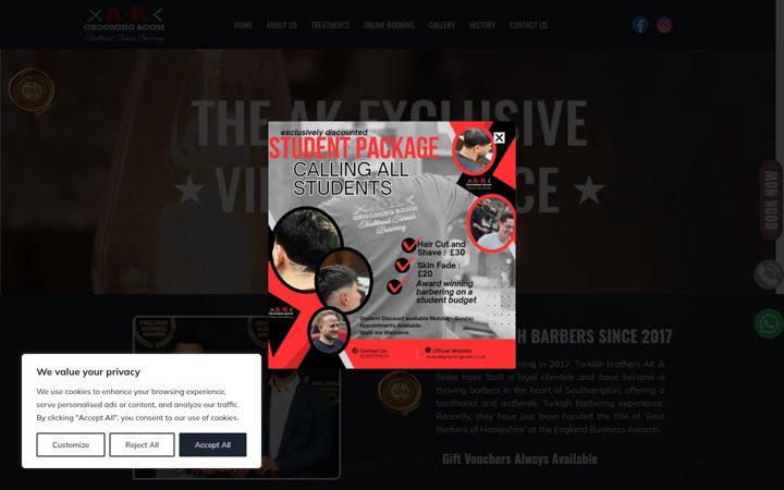 Screenshot of akgroomingroom.co.uk