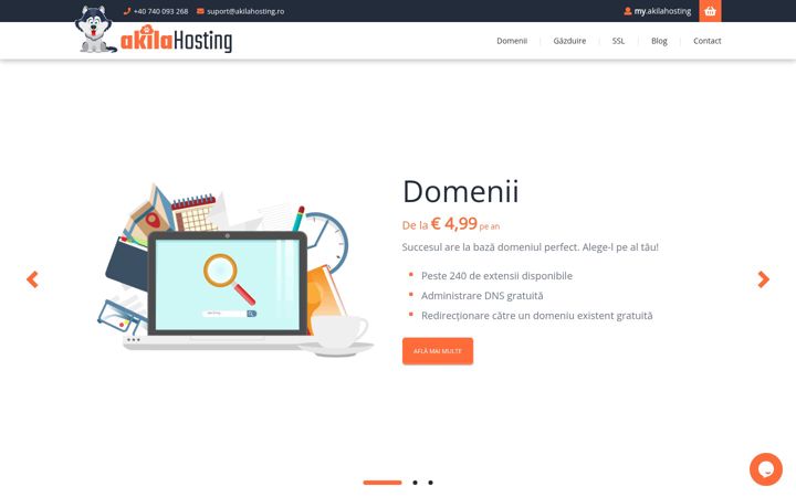 Skærmbillede af akilahosting.ro