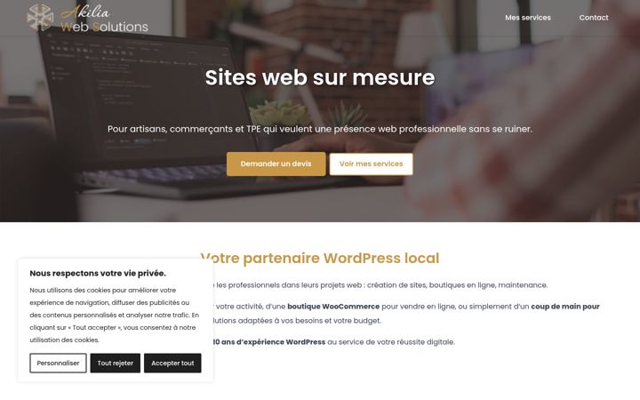 Screenshot of akiliawebsolutions.fr