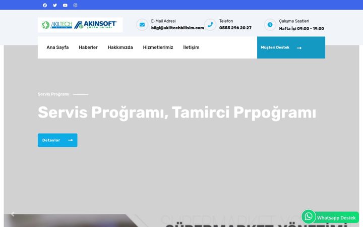 Kuvakaappaus sivustosta akiltechbilisim.com